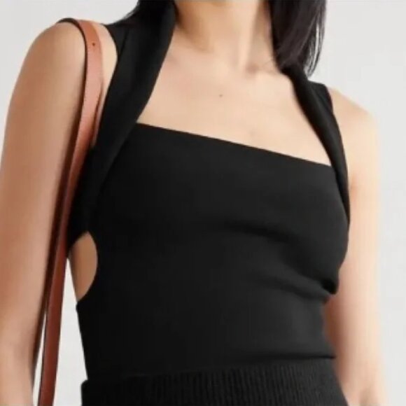 Nanushka Black Fitted Cut Out Tank Top - Size Medium - Picture 1 of 5